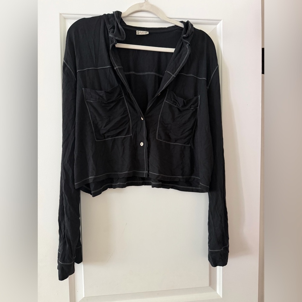 FP Free People long sleeve cropped top button up
